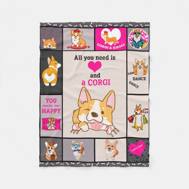 Allt du behöver är Corgi Blanket Fleecefilt (Framsidan)
