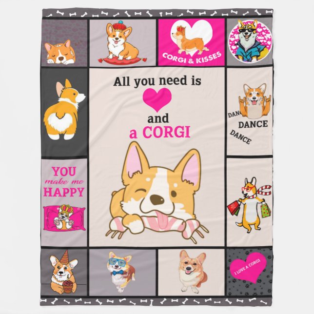 Allt du behöver är Corgi Blanket Fleecefilt (Framsidan)