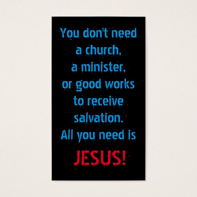 Allt du behöver är Jesus Visitkort (Framsidan)