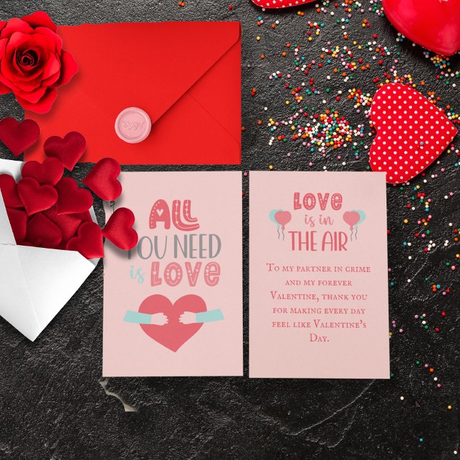Allt du behöver är Kärlek Alla hjärtans dag-rosa-k (All you need is Love Valentine's Day pink card)