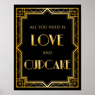 Allt du behöver är Kärlek Bröllop-tecken ArtDeco Poster