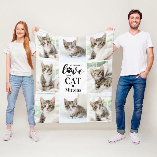 Allt du behöver är Kärlek Cat Personlig 8 Pet Phot Fleecefilt (På plats)