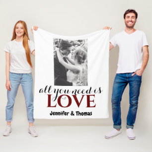 Allt du behöver är Kärlek Cute Couple Bröllop Phot Fleecefilt
