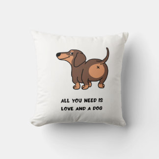 Allt du behöver är Kärlek Dachshund Hund Pillow Kudde