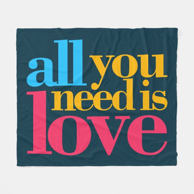 Allt du behöver är kärlek fleecefilt (Framsidan (Horisontell))