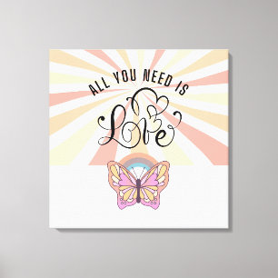 Allt du behöver är Kärlek Groovy Butterfly 24" x 2 Canvastryck
