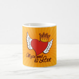 Allt du behöver är Kärlek gult shink Kaffemugg