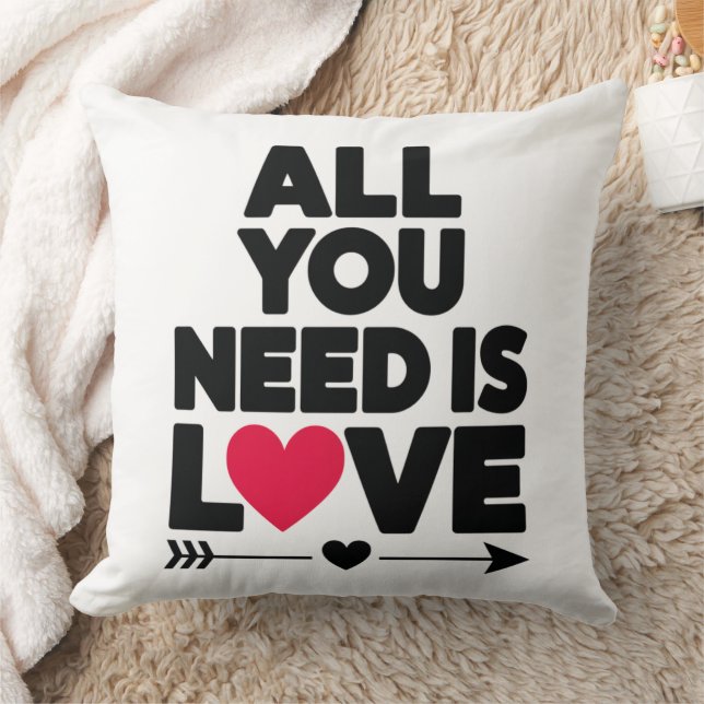 Allt du behöver är Kärlek - heartwarming Decorativ Kudde (Filt)