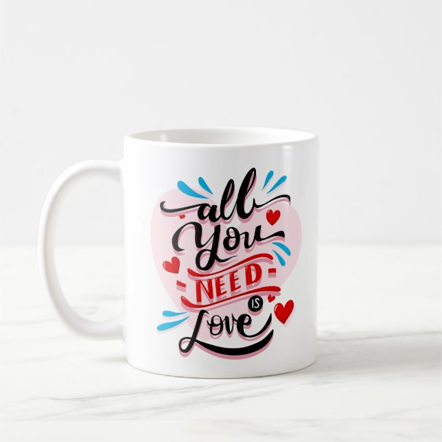 allt du behöver är kärlek kaffemugg (Vänster)