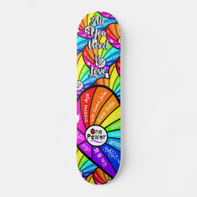 Allt du behöver är kärlek mini skateboard bräda 18,5 cm (Framsida)