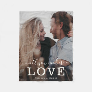 Allt du behöver är Kärlek Modern Script Couple Fleecefilt
