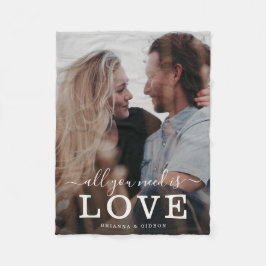 Allt du behöver är Kärlek Modern Script Couple Pho Fleecefilt