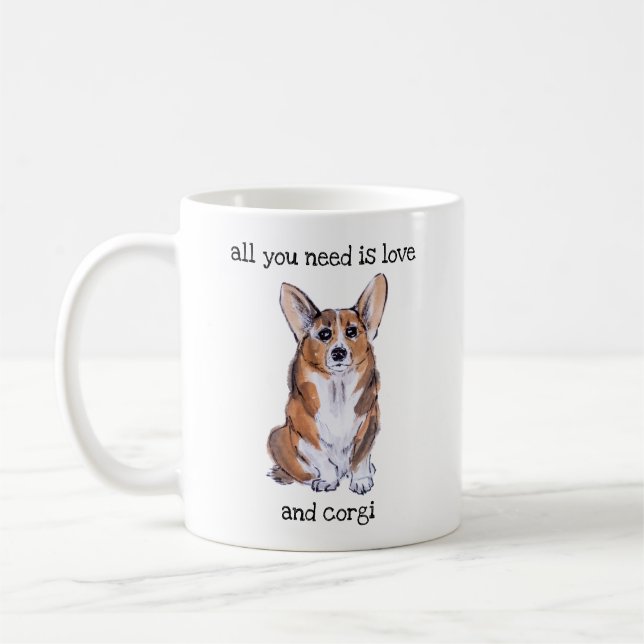 Allt du behöver är kärlek och Corgi Kaffemugg (Vänster)