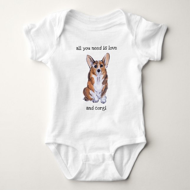 Allt du behöver är kärlek och Corgi T Shirt (Framsida)