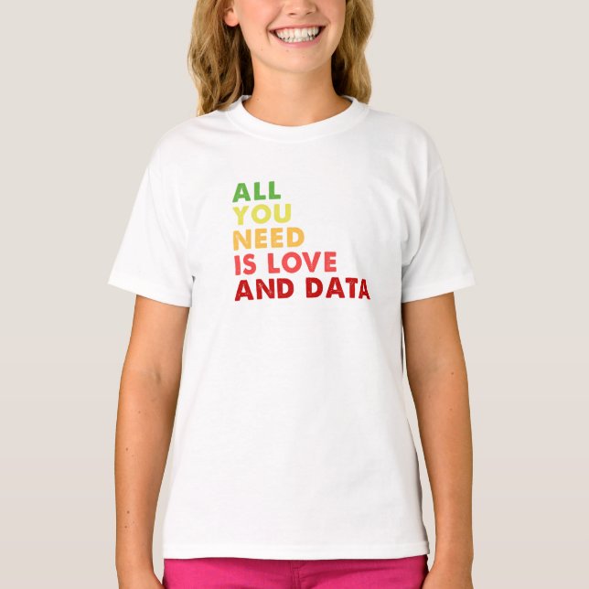 Allt du behöver är kärlek och datalärare t shirt (Framsida)
