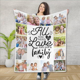 Allt du behöver är Kärlek och ditt familjefoto Fleecefilt
