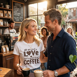 Allt du behöver är kärlek och en bra kopp kaffe t shirt