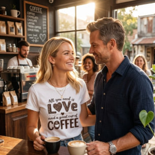 Allt du behöver är kärlek och en bra kopp kaffe t shirt