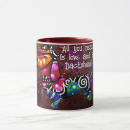 Allt du behöver är Kärlek och en Dachshund Abstrak Mugg