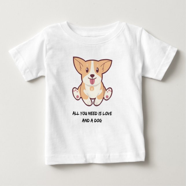 Allt du behöver är kärlek och en hund barn t shirt (Framsida)