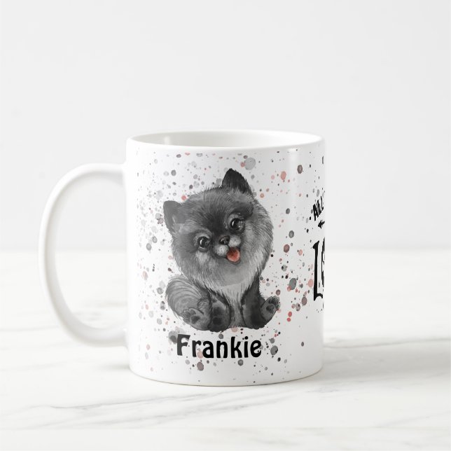 Allt du behöver är Kärlek och en Hund (Pommern) ka Kaffemugg (Vänster)