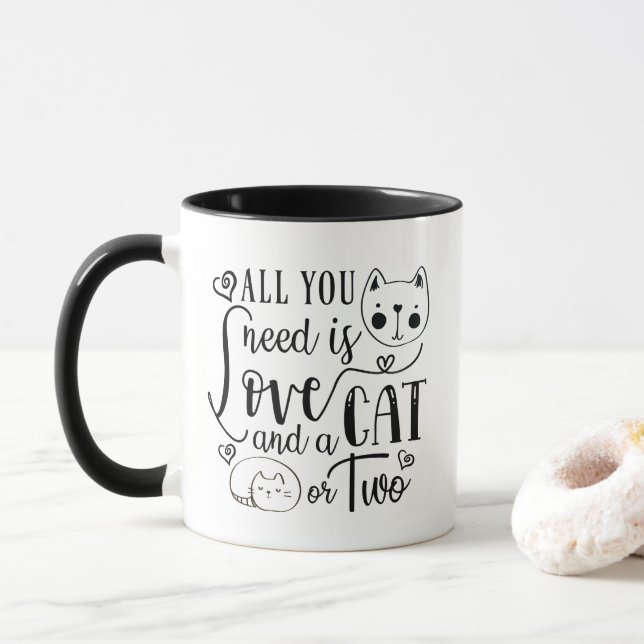 Allt du behöver är kärlek och en katt eller två mugg (Med munk)