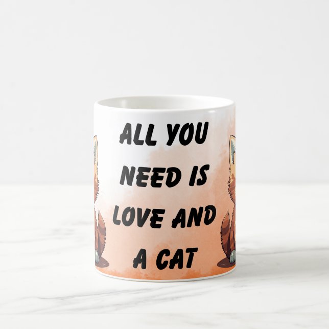 Allt du behöver är kärlek och en katt kaffemugg (Center)