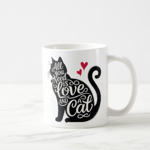 Allt du behöver är Kärlek och en katt svart citat Kaffemugg