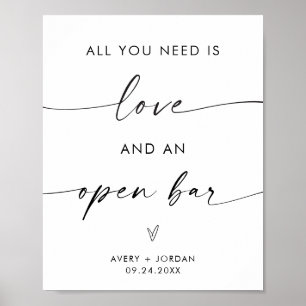 Allt du behöver är Kärlek och ett öppet Pub bröllo Poster