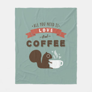 Allt du behöver är Kärlek och kaffe Cute Squirre Fleecefilt