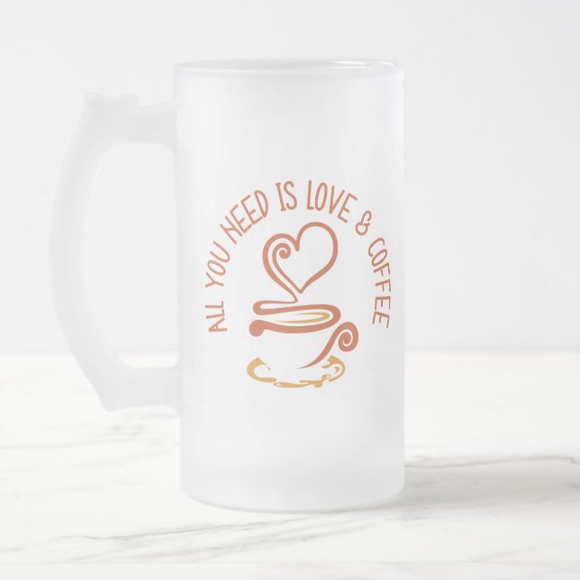 Allt du behöver är Kärlek och kaffe Frostat Ölglas (Vänster)