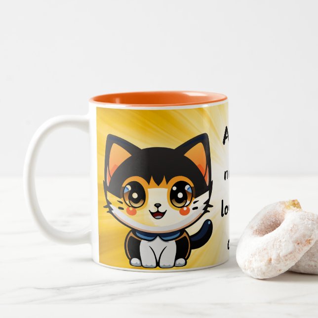 allt du behöver är kärlek och katt Två-Tonad mugg (Med munk)
