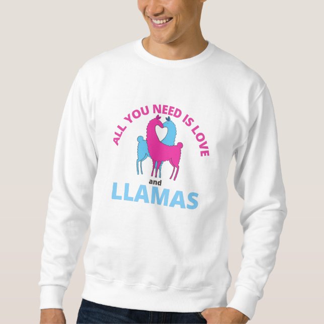 Allt du behöver är Kärlek och llamas. Lång Ärmad Tröja (Framsida)