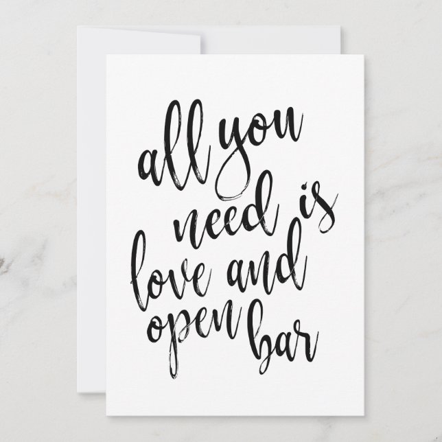 Allt du behöver är kärlek och öppen bar prisvärd s inbjudningar (Framsida)