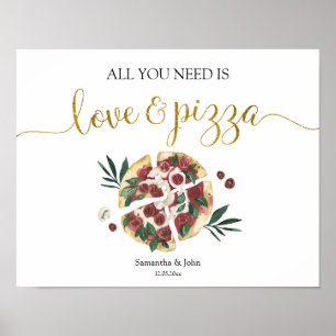Allt du behöver är kärlek och pizza Bröllopsdusch Poster