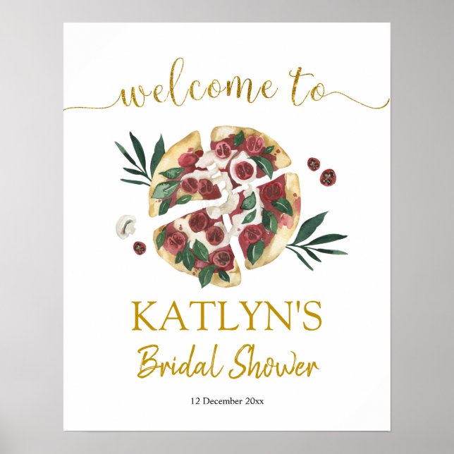 Allt du behöver är kärlek och pizza Bröllopsfest Poster (Framsidan)