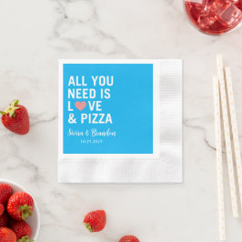Allt du behöver är kärlek och pizza Modern Bröllop Pappersservett