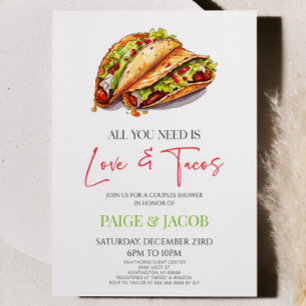Allt du behöver är Kärlek och Tacos Par Shower Inbjudningar