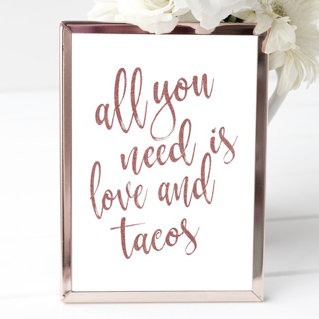 Allt du behöver är kärlek och tacos ro guld inbjudningar (Skapare uppladdad)