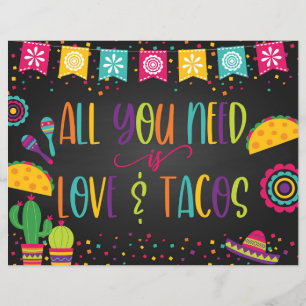 Allt du behöver är kärlek och tacos skylt - Svart