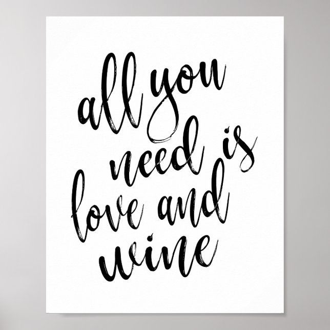 Allt du behöver är kärlek och vin 8x10 Bröllopssky Poster (Framsidan)
