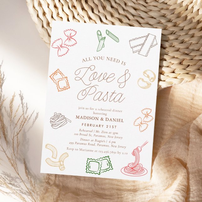 Allt du behöver är Kärlek & Pasta Rehearsal Dinner Inbjudningar (Skapare uppladdad)