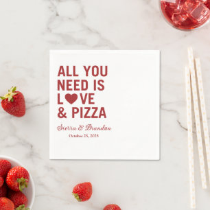 Allt du behöver är kärlek & pizza Modern Bröllop N Pappersservett