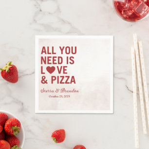 Allt du behöver är kärlek & pizza Modern Bröllop N Pappersservett