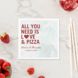 Allt du behöver är kärlek & pizza Modern Bröllop N Pappersservett