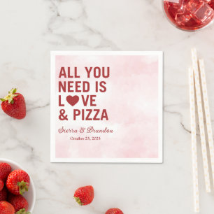 Allt du behöver är kärlek & pizza Modern Bröllop N Pappersservett