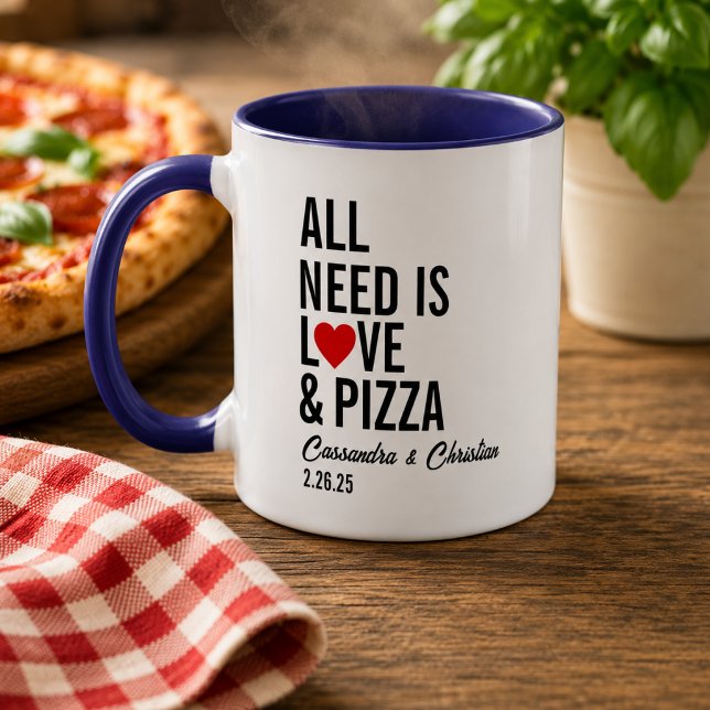 Allt du behöver är kärlek & pizzabrickor | Rolig P Mugg (All You Need Is Love & Pizza Napkins | Fun Pizza Mug
)
