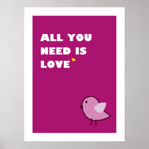 Allt du behöver är kärlek - poster (rosa)