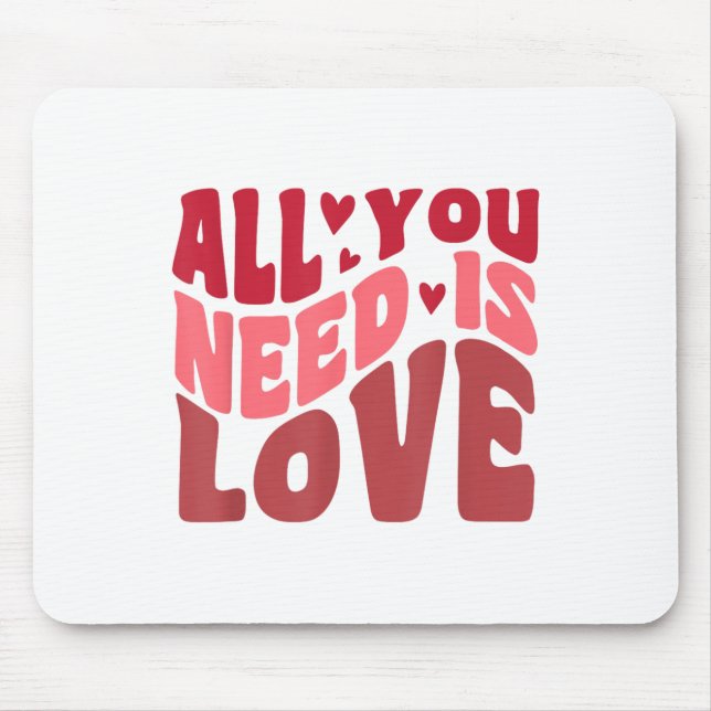 Allt du behöver är Kärlek Retro Stil Valentines da Musmatta (Framsidan)