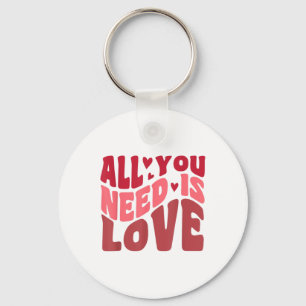 Allt du behöver är Kärlek Retro Stil Valentines da Nyckelring